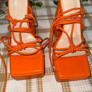 Orange Strappy Women's Heels